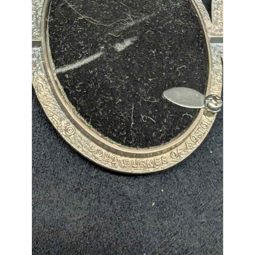 Vtg 6 Oval Burnes of Boston Pyramid Style Frame Pewter Tone 9.5